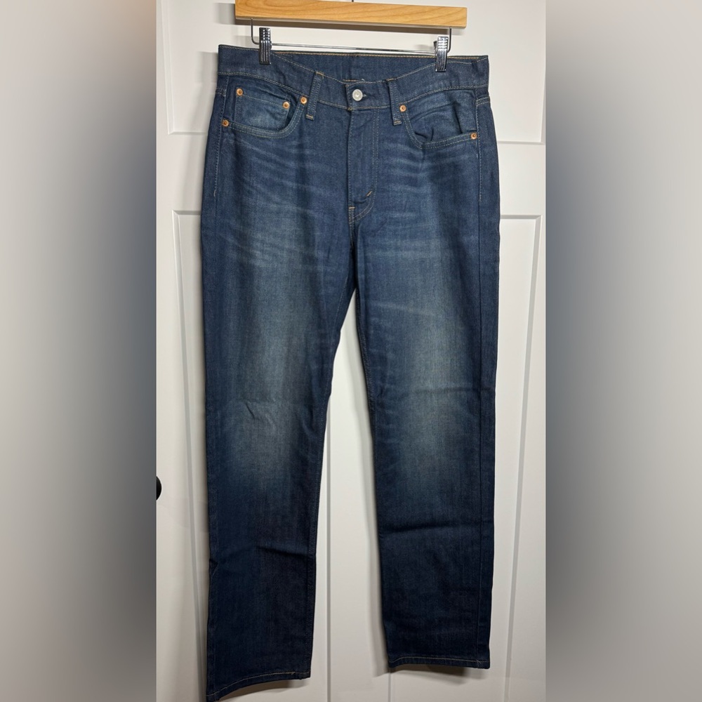 Levi's 514 Blue Denim Jeans with Tan Patch W32 L34
